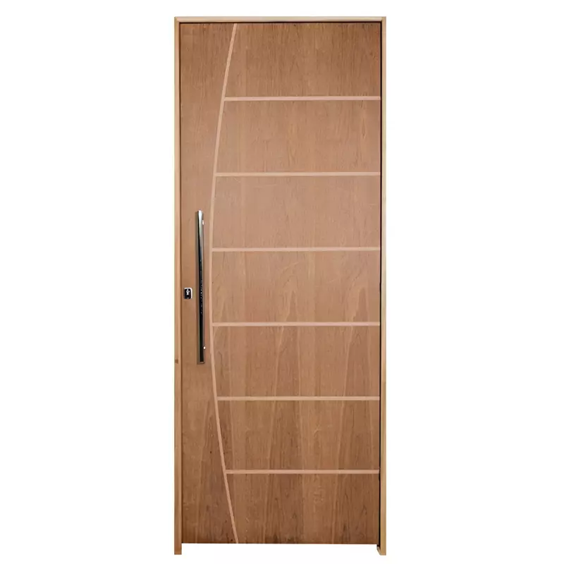 Porta de Madeira Semi-Oca Padrão Imbuia Belíssima Frisada Batentes d - 0