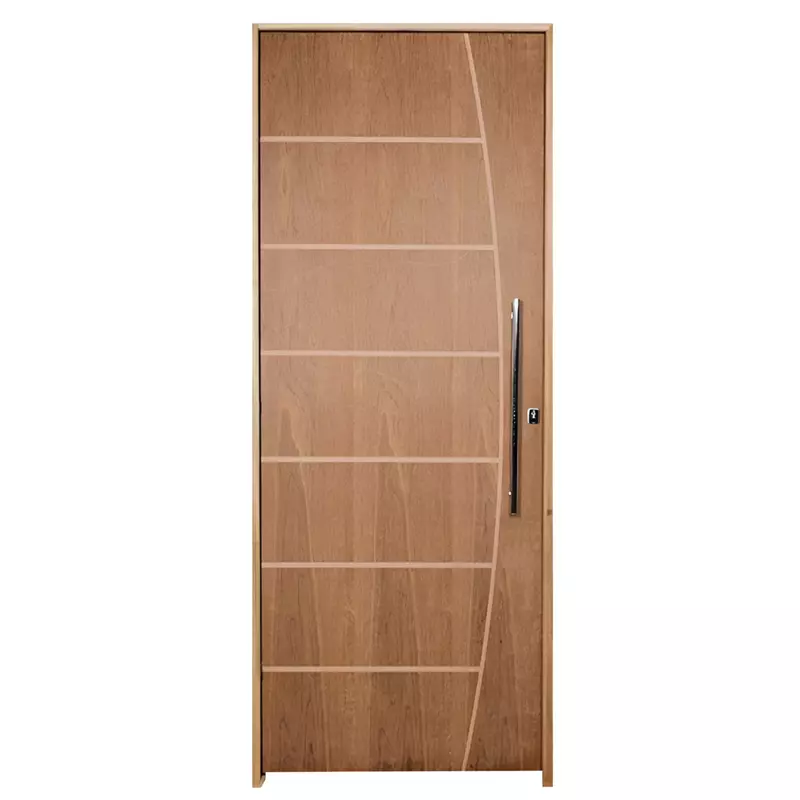 Porta de Madeira Semi-Oca Padrão Imbuia Belíssima Frisada Batentes d - 1