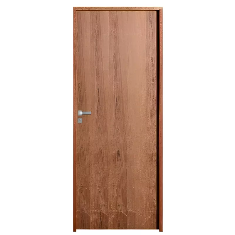 Porta de Madeira Semi-Oca Padrão Imbuia Lisa Batentes de 14 CM Misto - 0