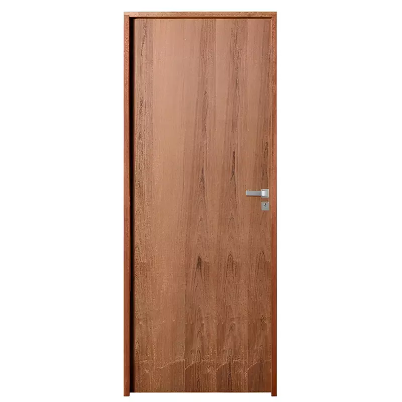 Porta de Madeira Semi-Oca Padrão Imbuia Lisa Batentes de 14 CM Misto - 1