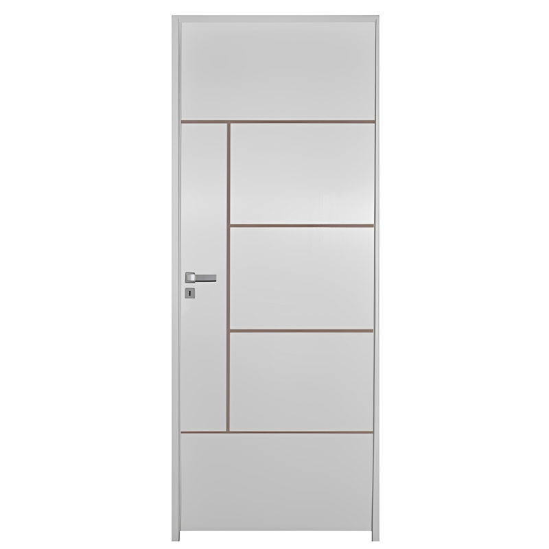 Porta de Madeira Semi-Oca Primer Atenas Frisada Batentes de 14 CM Eco - 0