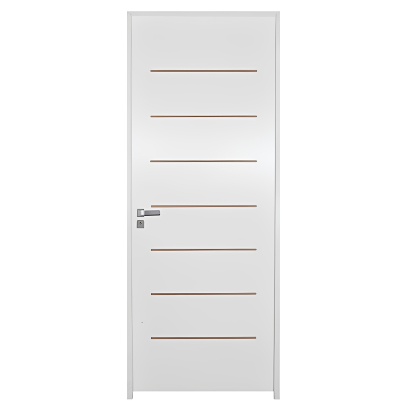 Porta de Madeira Semi-Oca Primer Cristal Frisada Batentes de 11 CM Eco - 0