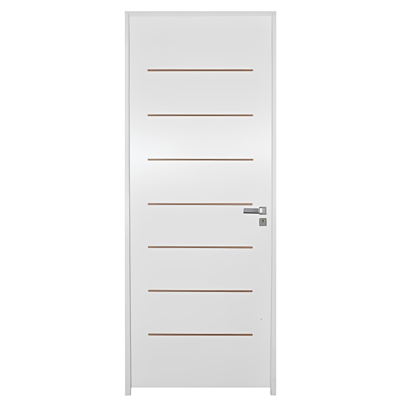 Porta de Madeira Semi-Oca Primer Cristal Frisada Batentes de 11 CM Eco - 1